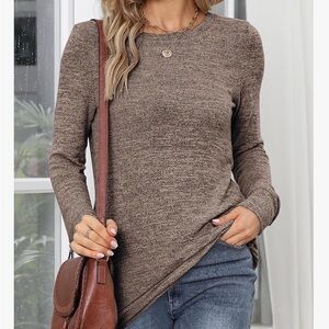 Brown Long Sleeve Knit Top
